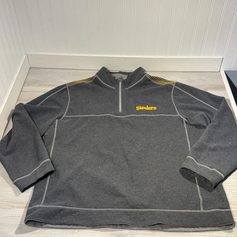 Tommy Bahama Half Zip Sweatshirt NFL Pittsburgh‎ Steelers Reversible Size XL
